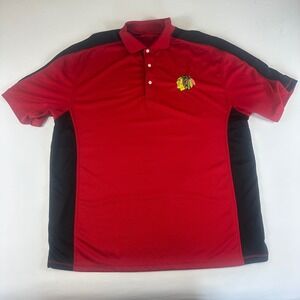 Chicago Blackhawks Hossa 81 Red Black Polo Shirt Mens 2XL Featherlite